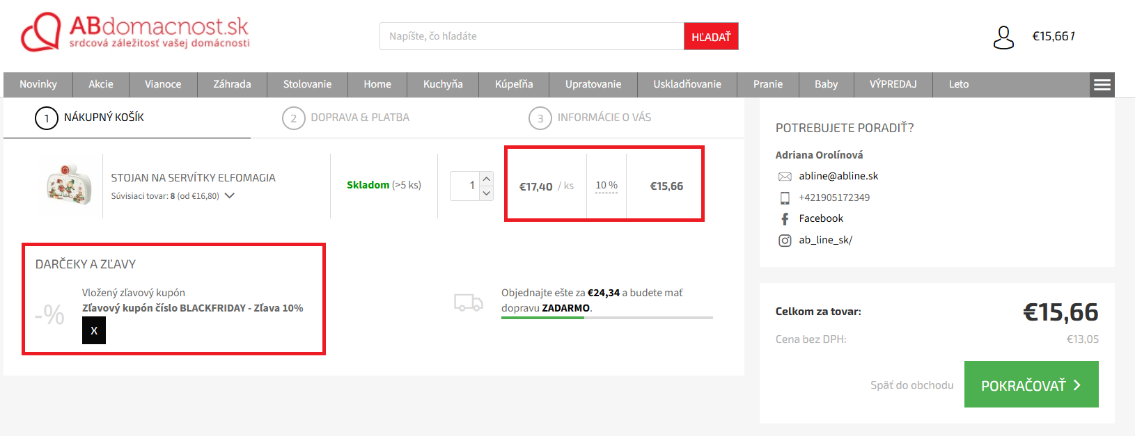 Black Friday ako uplatniť zľavu nákupný košík 2